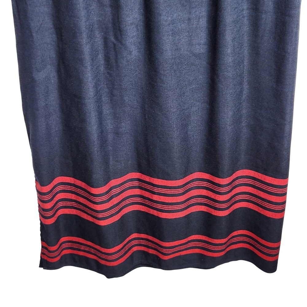 J. Jill Skirt Womens Small Blue Red Striped Maxi Side Slits Linen Blend - Picture 4 of 13